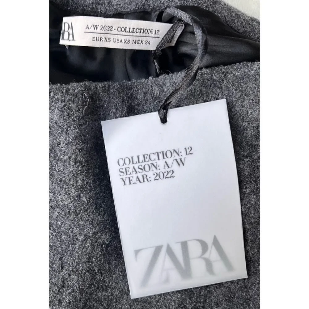NWT Zara Limited Edition Fall/Winter 2022 Collection Strapless Gray Wool Dress